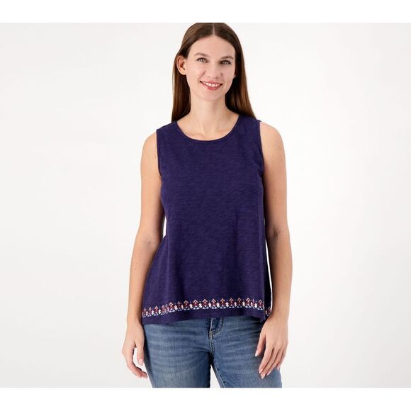 Canyon Retreat Tops - Canyon Retreat Women's Top Sz M Round Neck High-LoHem Tank w/ Purple A598399